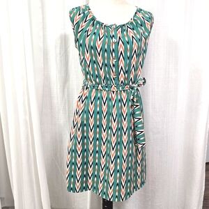 2/$30 Green Chevron Pattern Mini Sundress Womens Size S‎